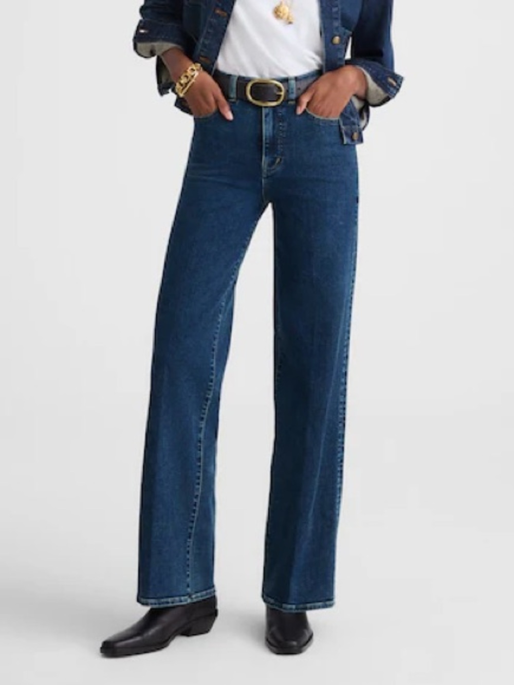 Madewell The Wide-Leg Jean in Super Stretch Denim